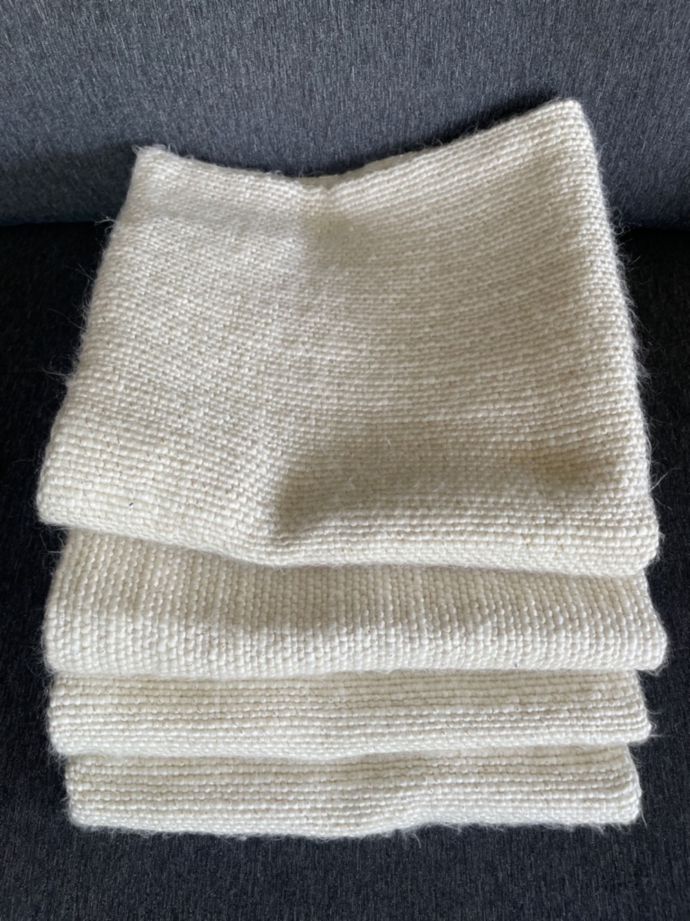 Crate & Barrell set of 4 x pillow cushion cover ivory tinsel sparkly 23 x 23”